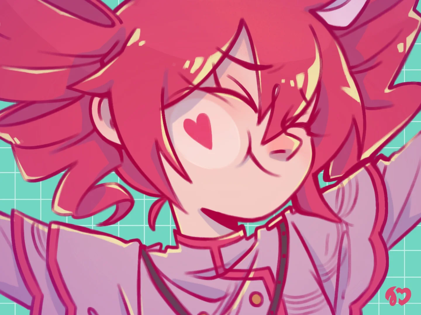 Teto pressing her right cheek against the "window" the viewer is looking through and holding her arms out as if she's about to hug. She has a heart on her cheek.

Art by jenni__mon on Instagram.