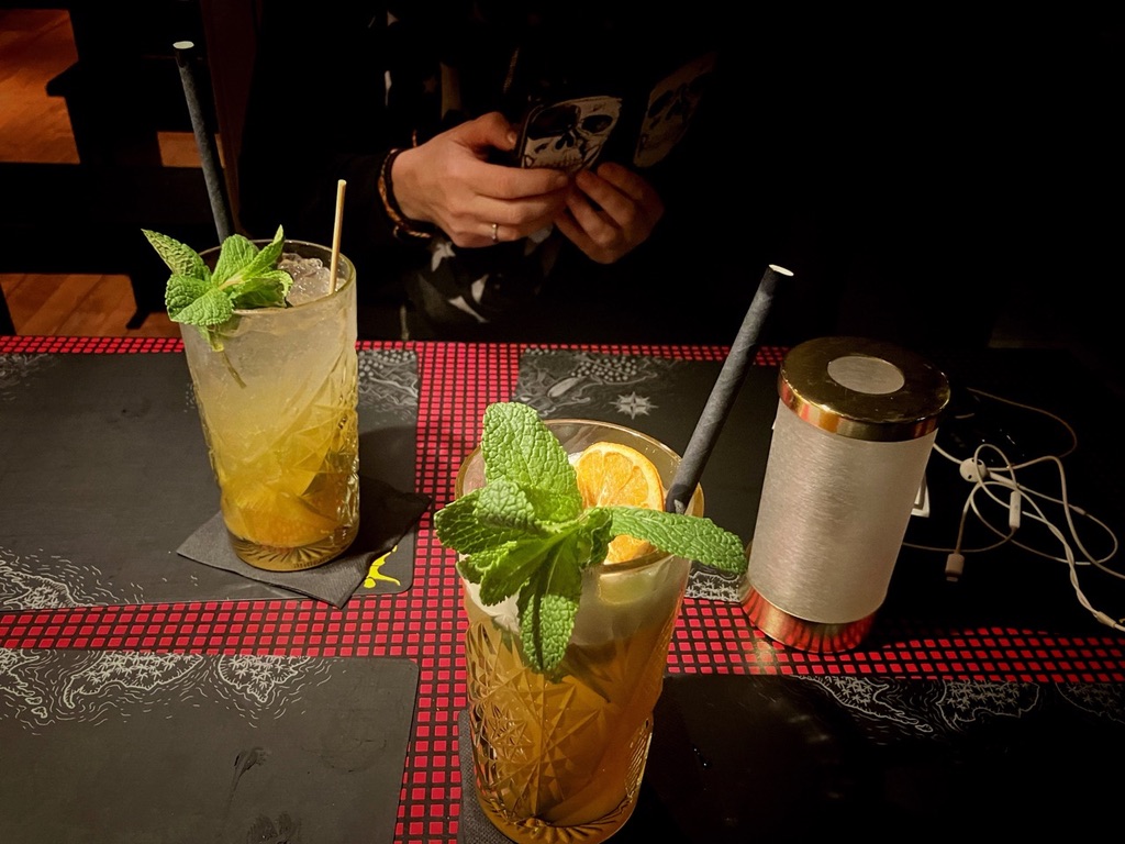 Table with two pretty drinks