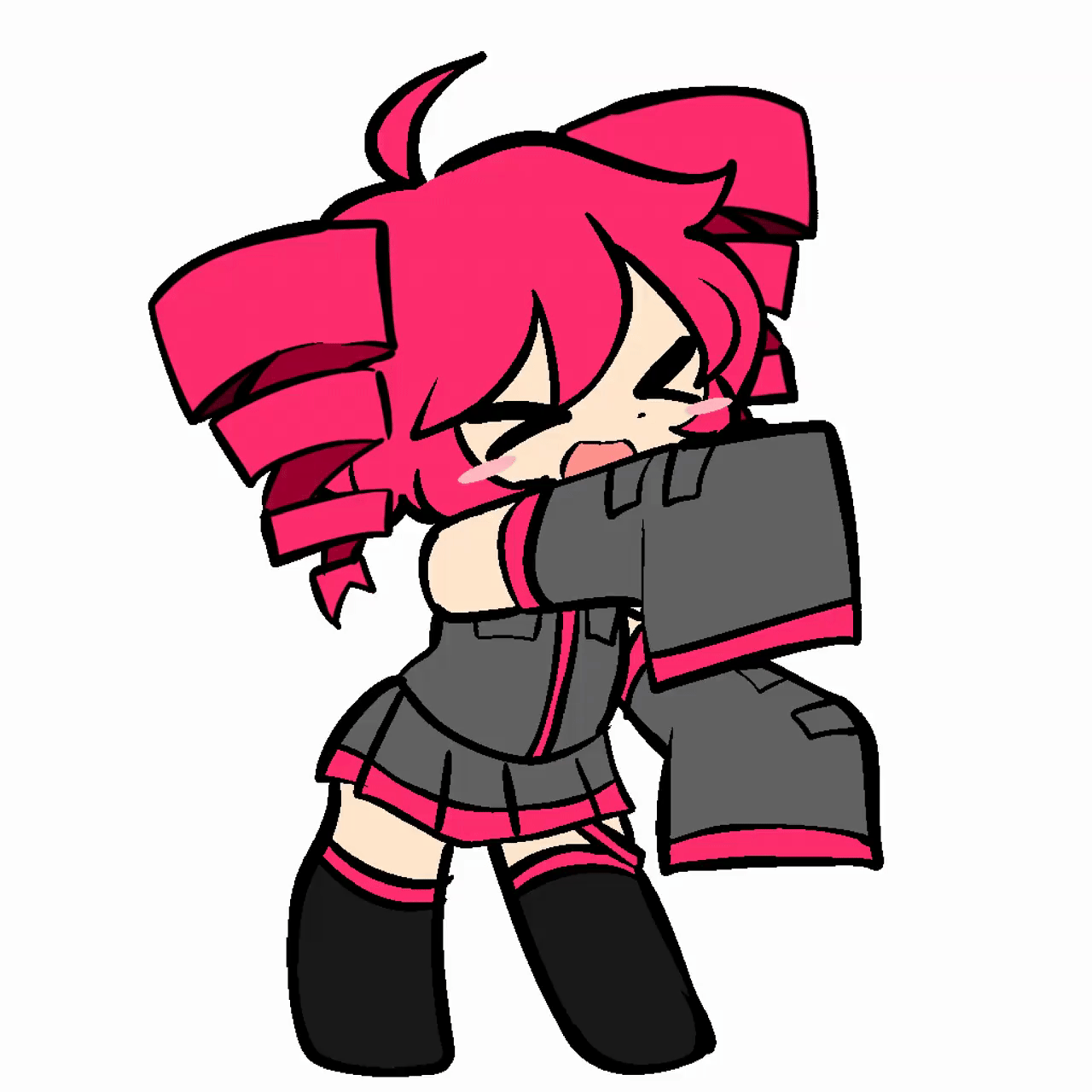 A GIF of Teto moving her hands up and down on one side while dancing. Her hands are inside her oversized sleeves.

Animation by @cartonofmilk04 on Twitter.